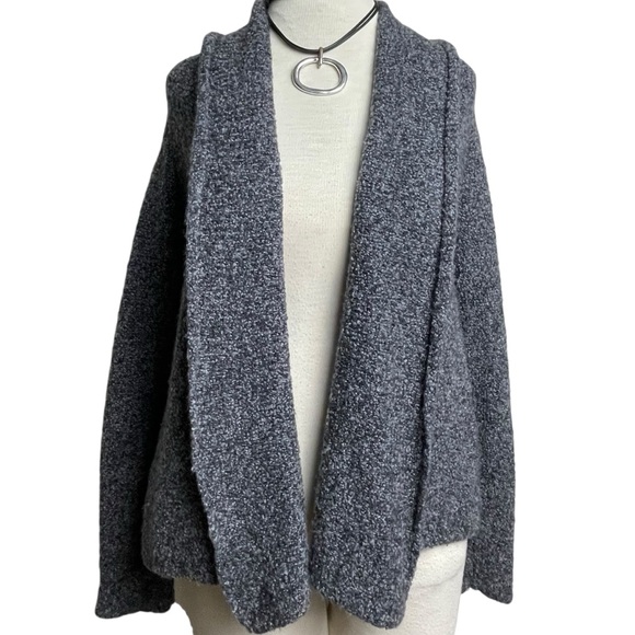 Eileen Fisher Wool/Cashmere Knit Shawl Collar Open Front Cardigan Sweater Sz Med - Picture 1 of 13